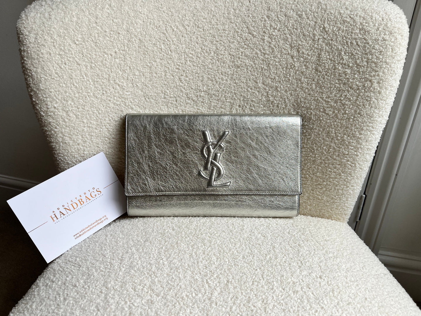 Yves Saint Laurent (YSL) Silver Belle de Jour Clutch