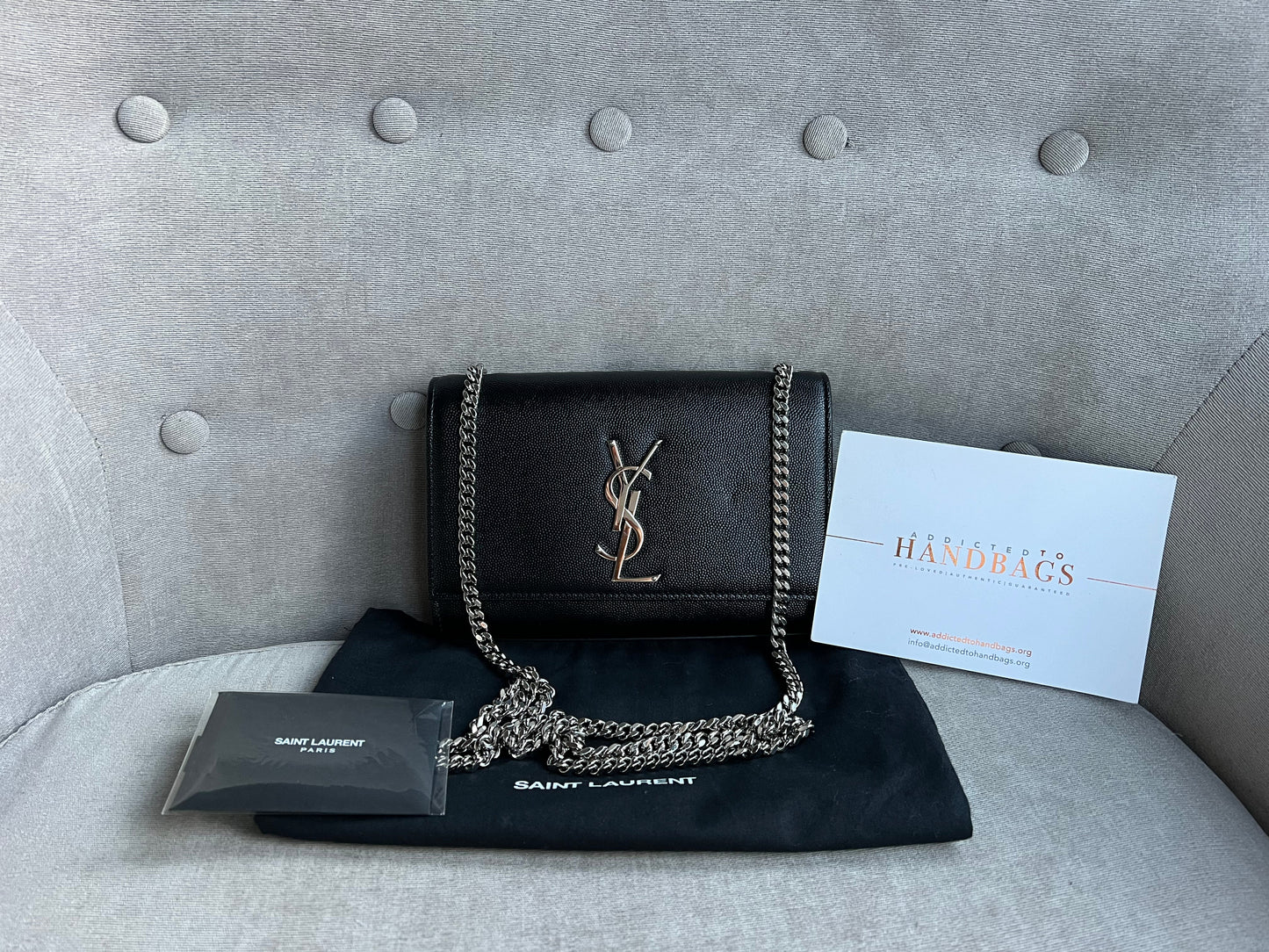 Yves Saint Laurent (YSL) Black Small Kate with Silver Hardware