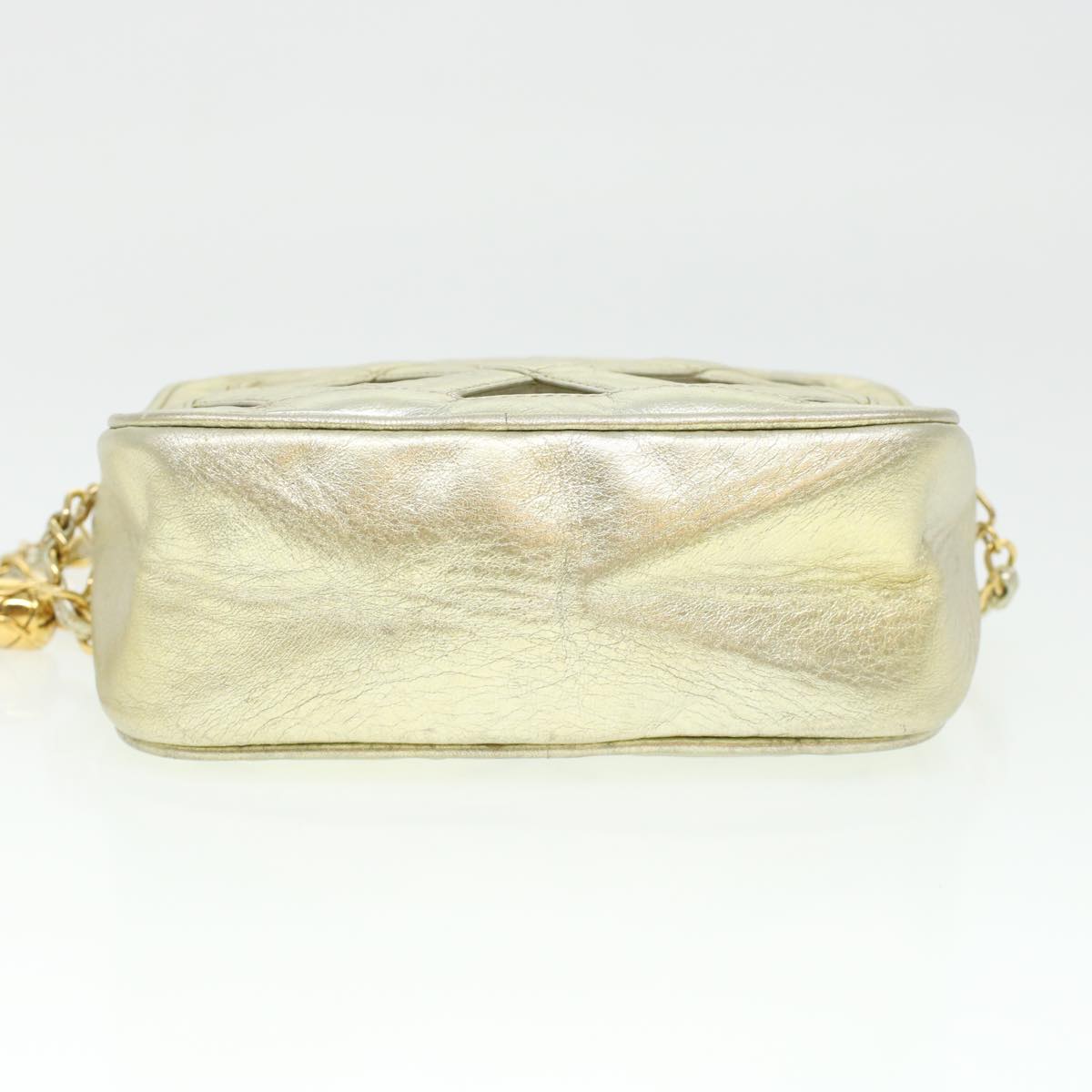 CHANEL Fringe Chain Shoulder Bag Lamb Skin Gold CC   44673