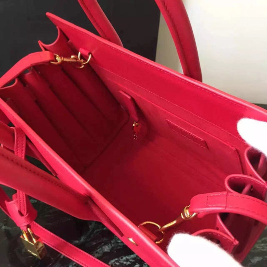 Yves Saint Laurent Baby Sac De Jour Bag In Red Leather