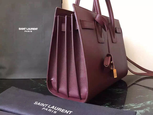 Yves Saint Laurent Small Sac De Jour Bag In Burgundy Leather