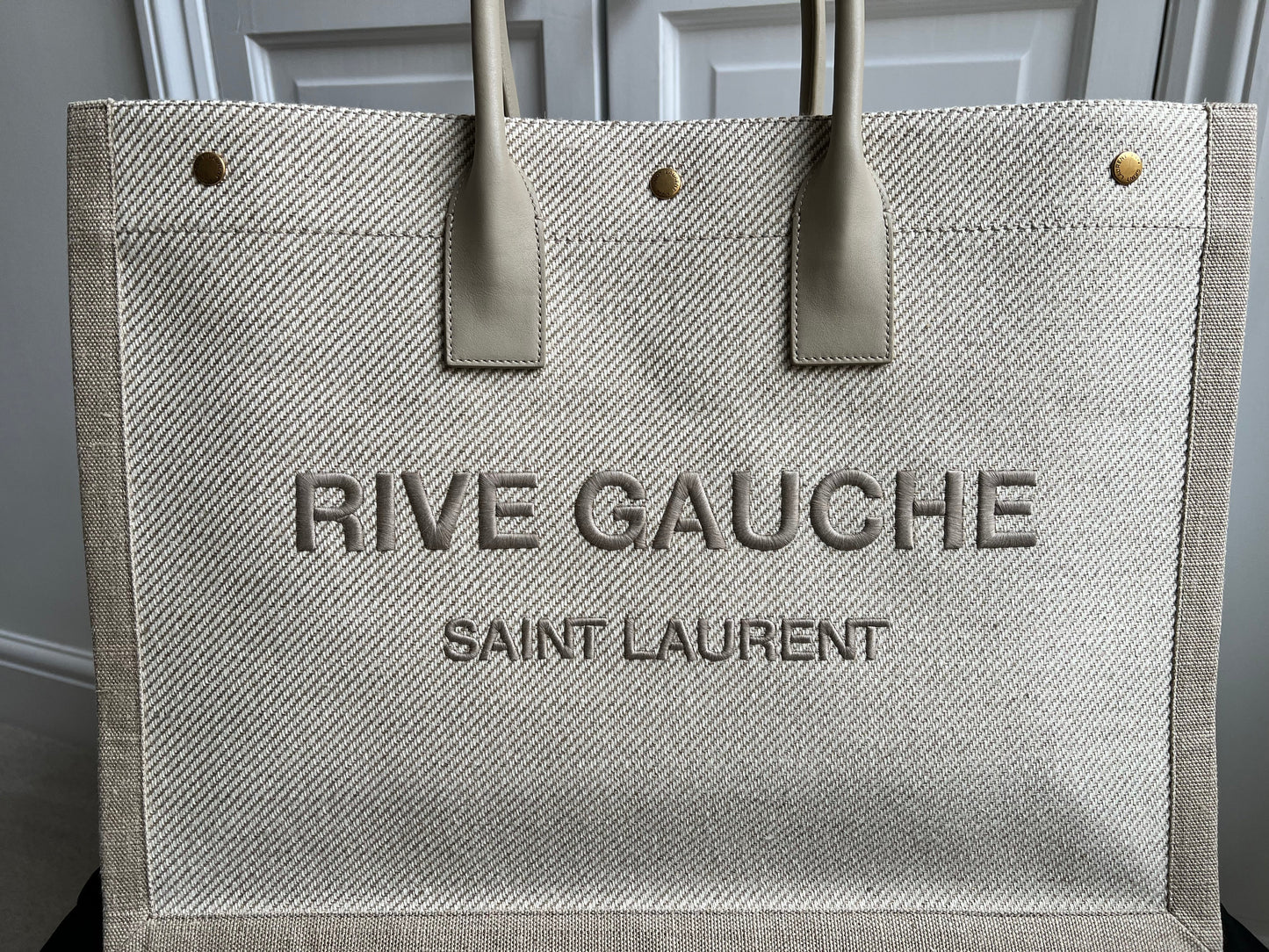 Yves Saint Laurent Large Rive Gauche in Canvas and Printed Leather