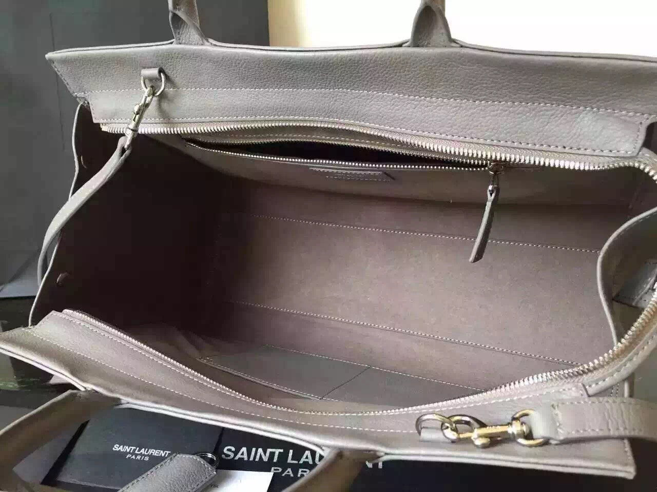 Yves Saint Laurent Medium Rive Gauche Bag In Grey Leather