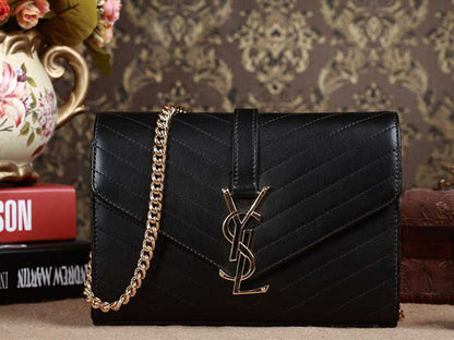 Yves Saint Laurent Small Monogramme Satchel In Black Matelasse Leather