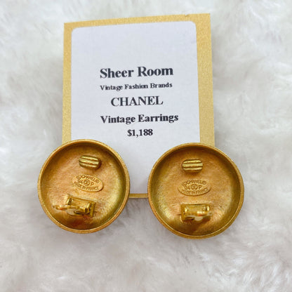 Chanel Vintage Double C Gold Earrings