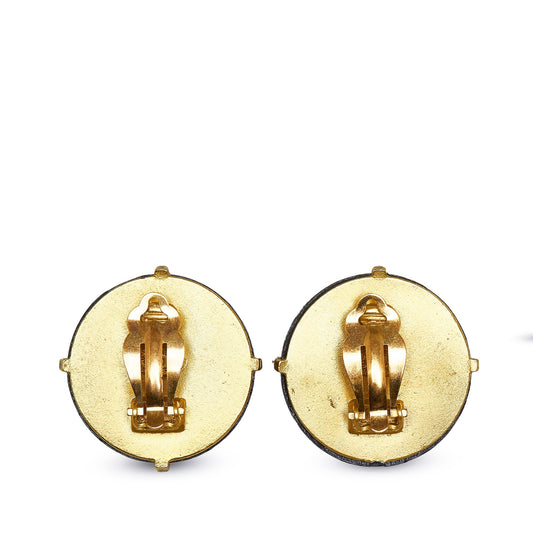 CHANEL CC Wood Clip On Earrings Costume Earrings