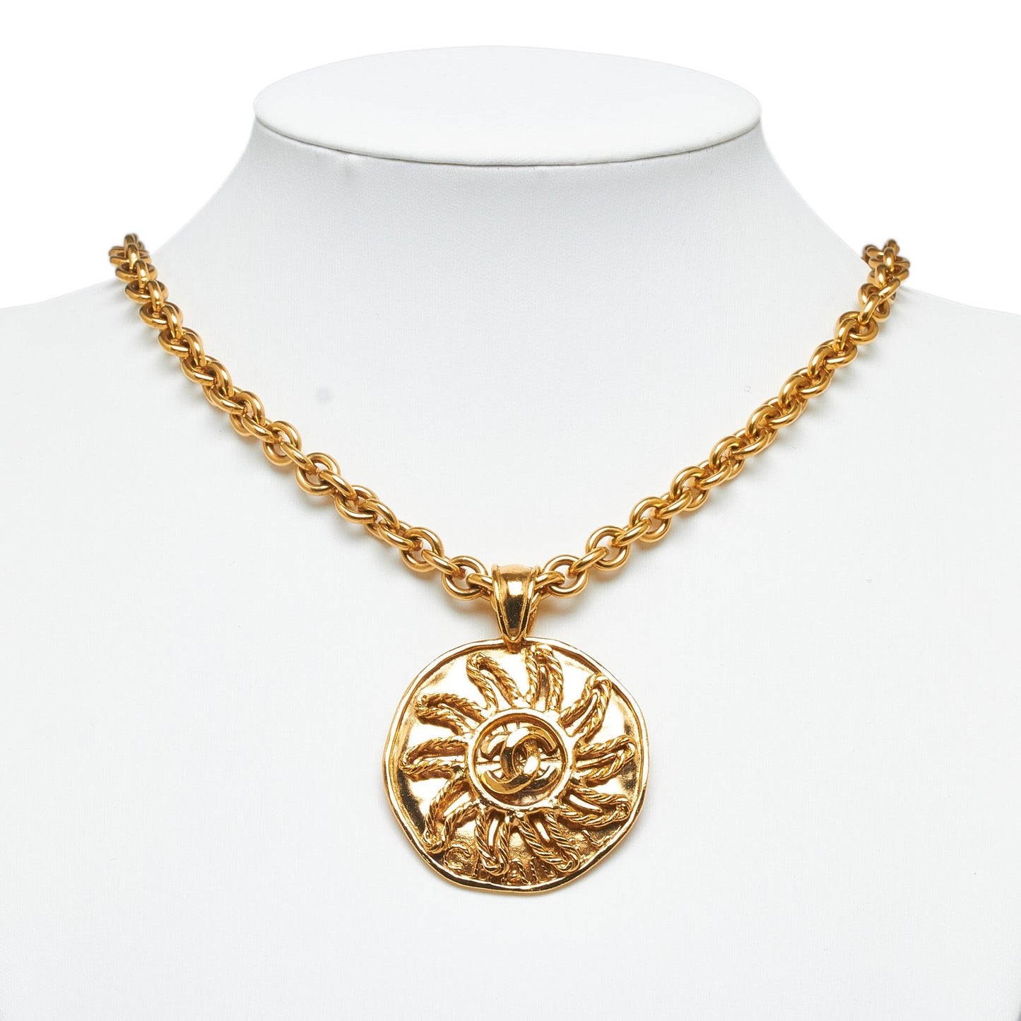 CHANEL CC Sun Medallion Pendant Necklace Costume Necklace