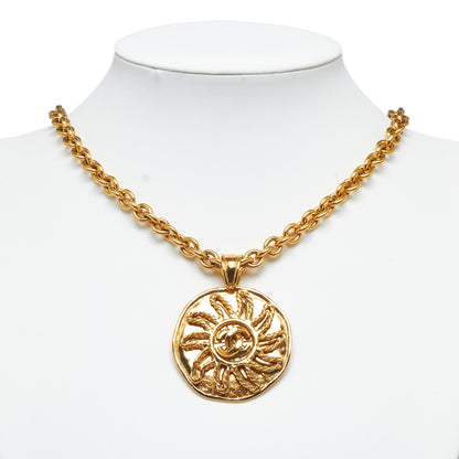 CHANEL CC Sun Medallion Pendant Necklace Costume Necklace