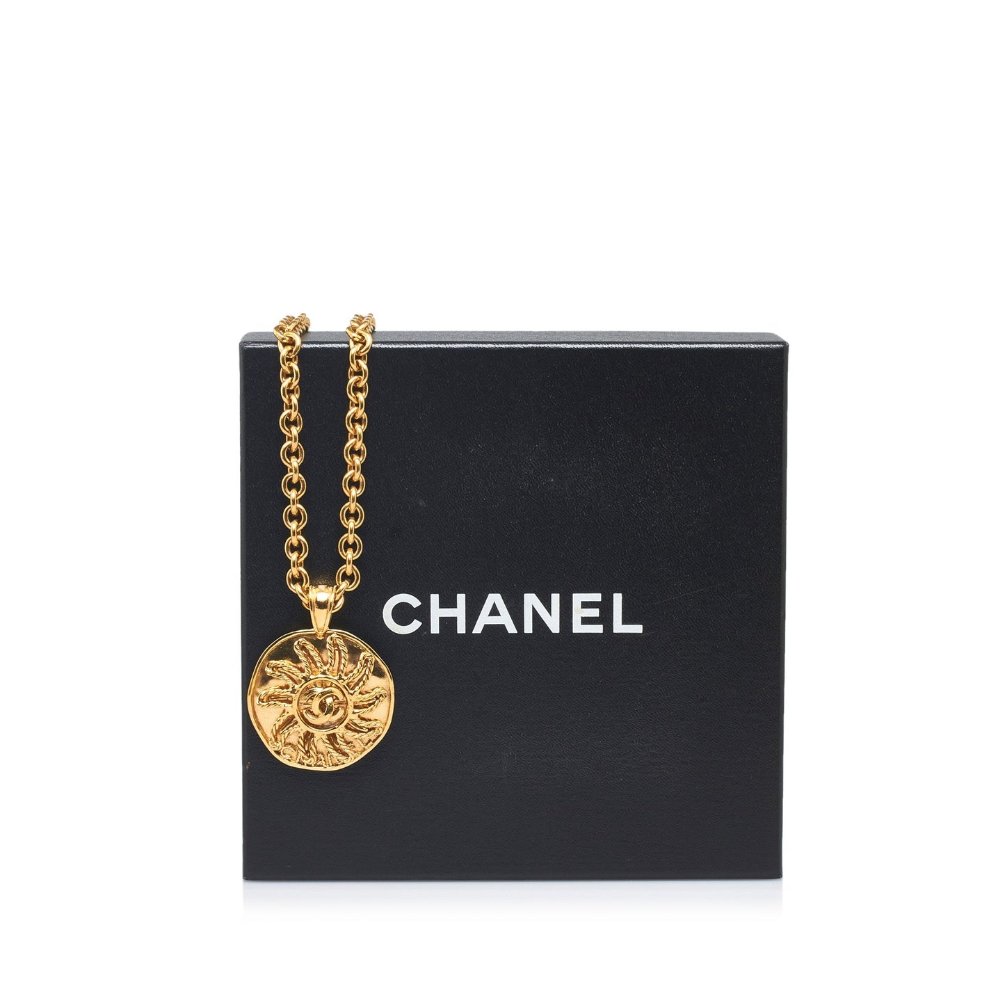 CHANEL CC Sun Medallion Pendant Necklace Costume Necklace