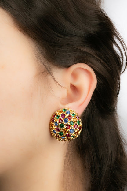 Boucles d'oreilles strassées Yves Saint Laurent