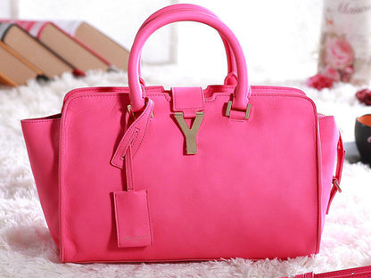 Yves Saint Laurent Cabas Chyc Original Leather Tote Hot Pink