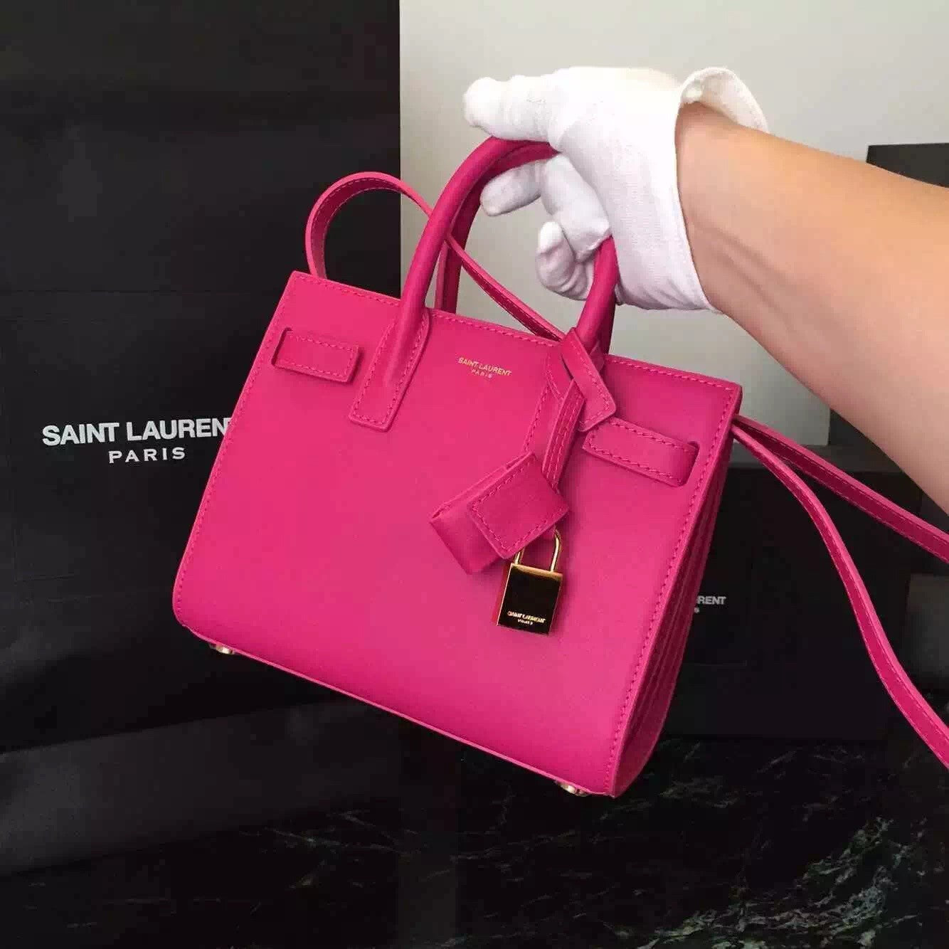 Yves Saint Laurent Nano Sac De Jour Bag In Rosy Leather