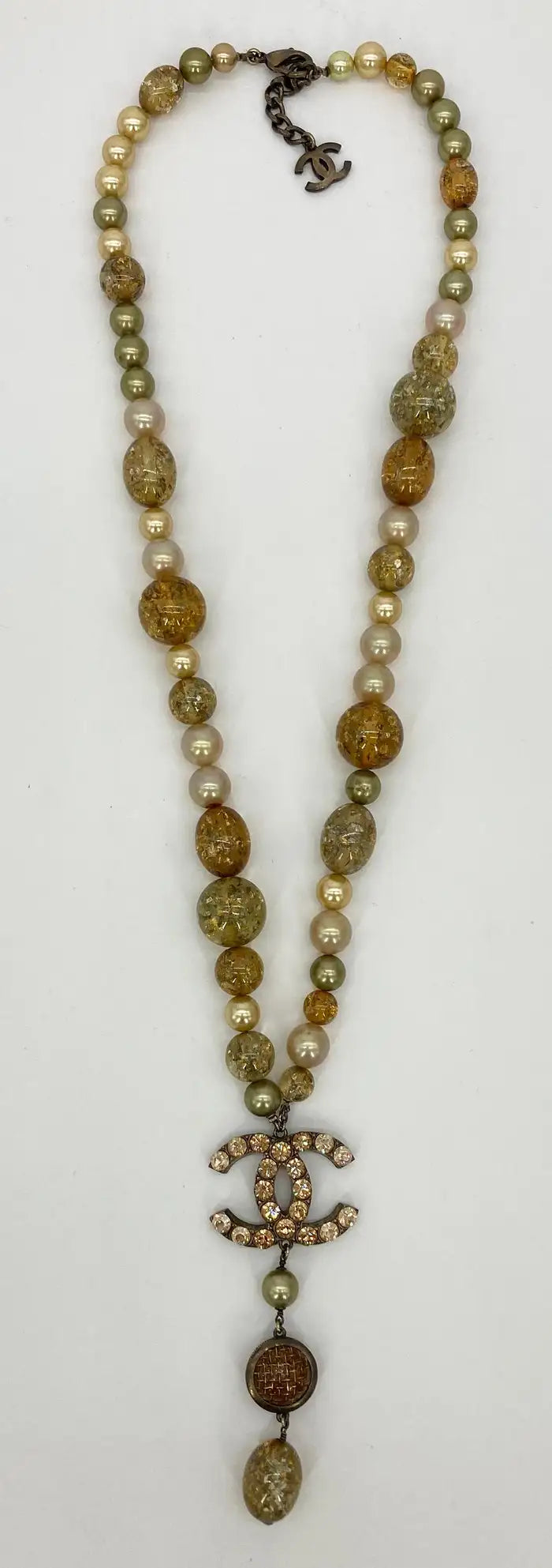 Chanel Vintage Rhinestone Beaded Pearl Necklace