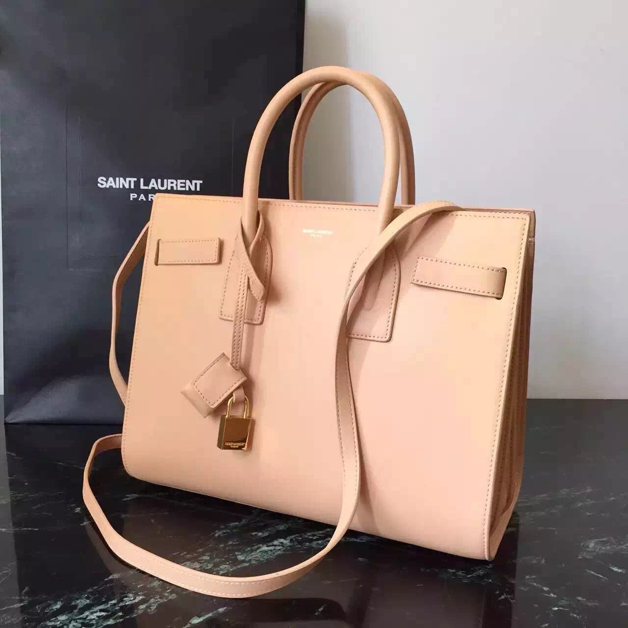 Yves Saint Laurent Small Sac De Jour Bag In Beige Leather