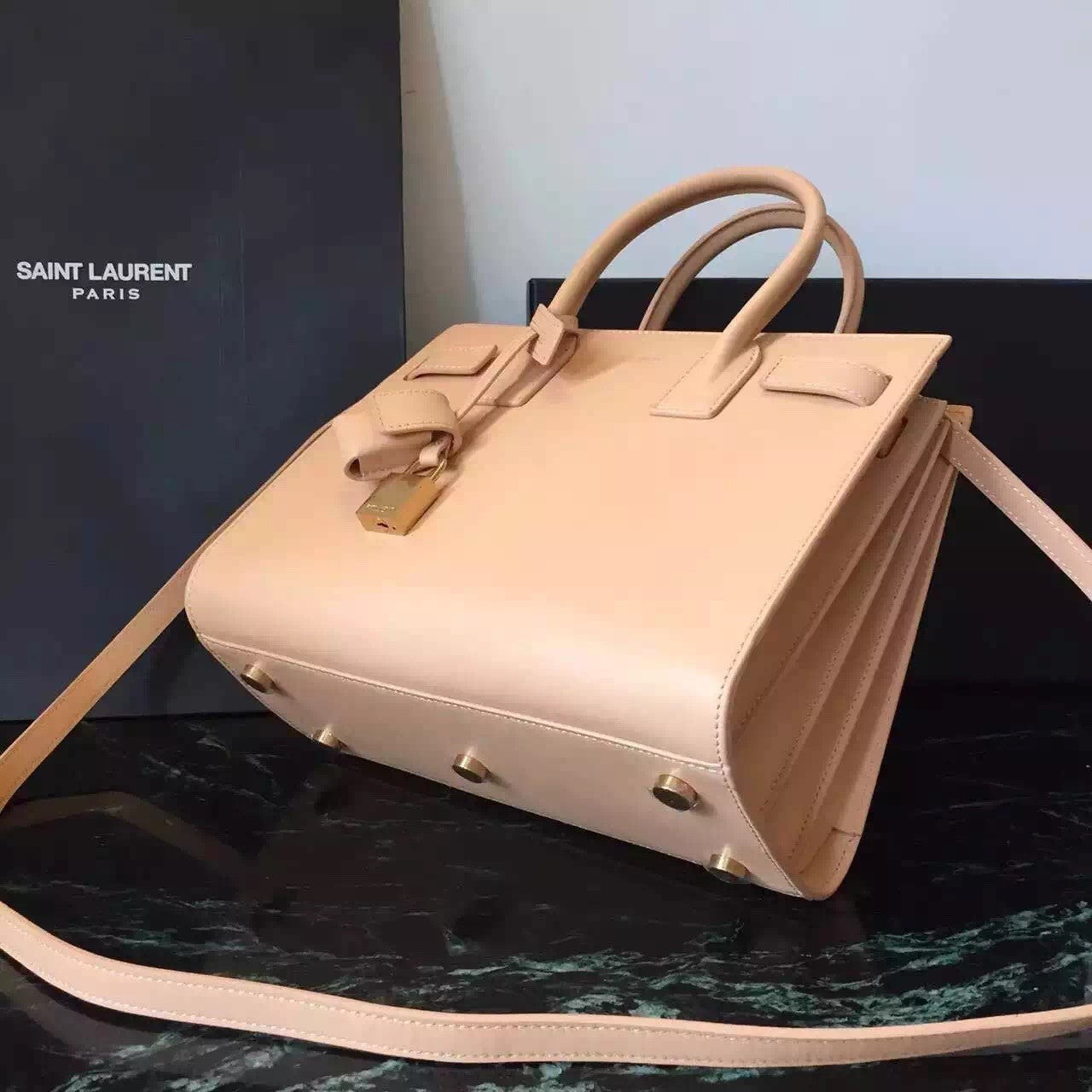 Yves Saint Laurent Baby Sac De Jour Bag In Beige Leather