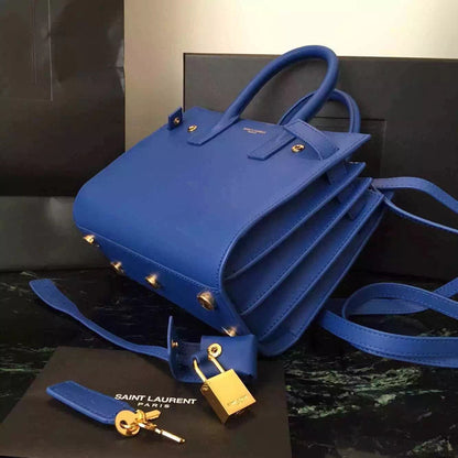 Yves Saint Laurent Nano Sac De Jour Bag In Blue Leather