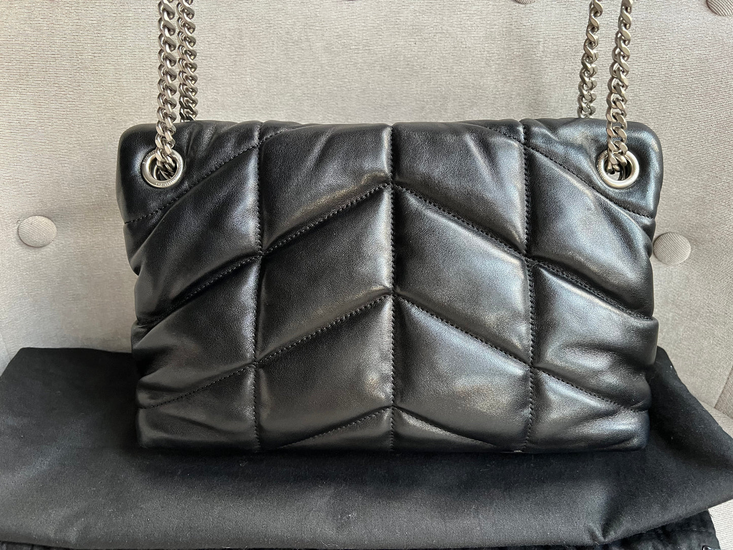 Yves Saint Laurent (YSL) Small Puffer in Black Quilted Lambskin