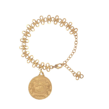 CHANEL - Vintage 03P Side Portrait '5' Medallion Chain Gold '' Bracelet