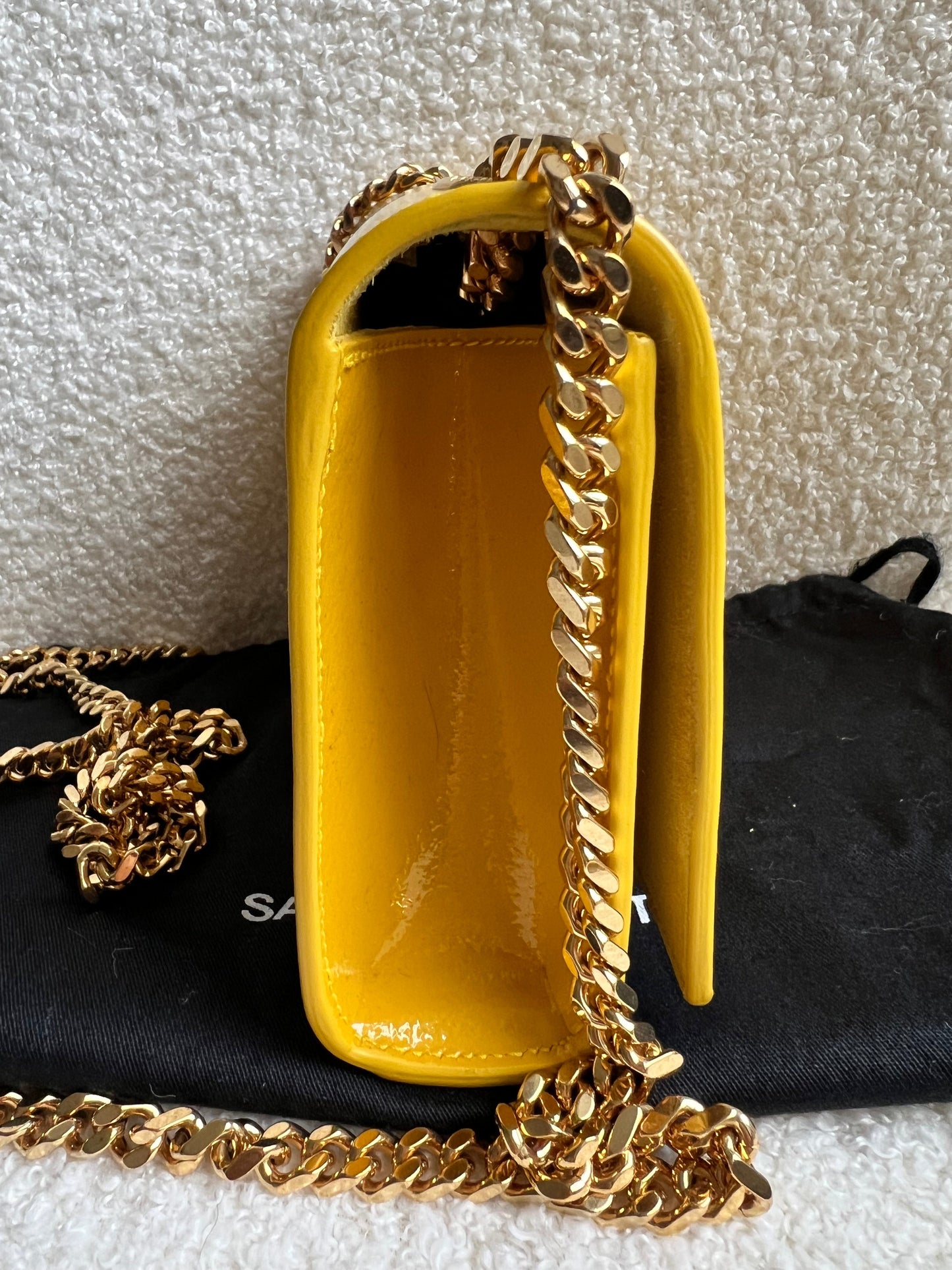 Yves Saint Laurent (YSL) Small Kate Yellow Patent with Gold Hardware