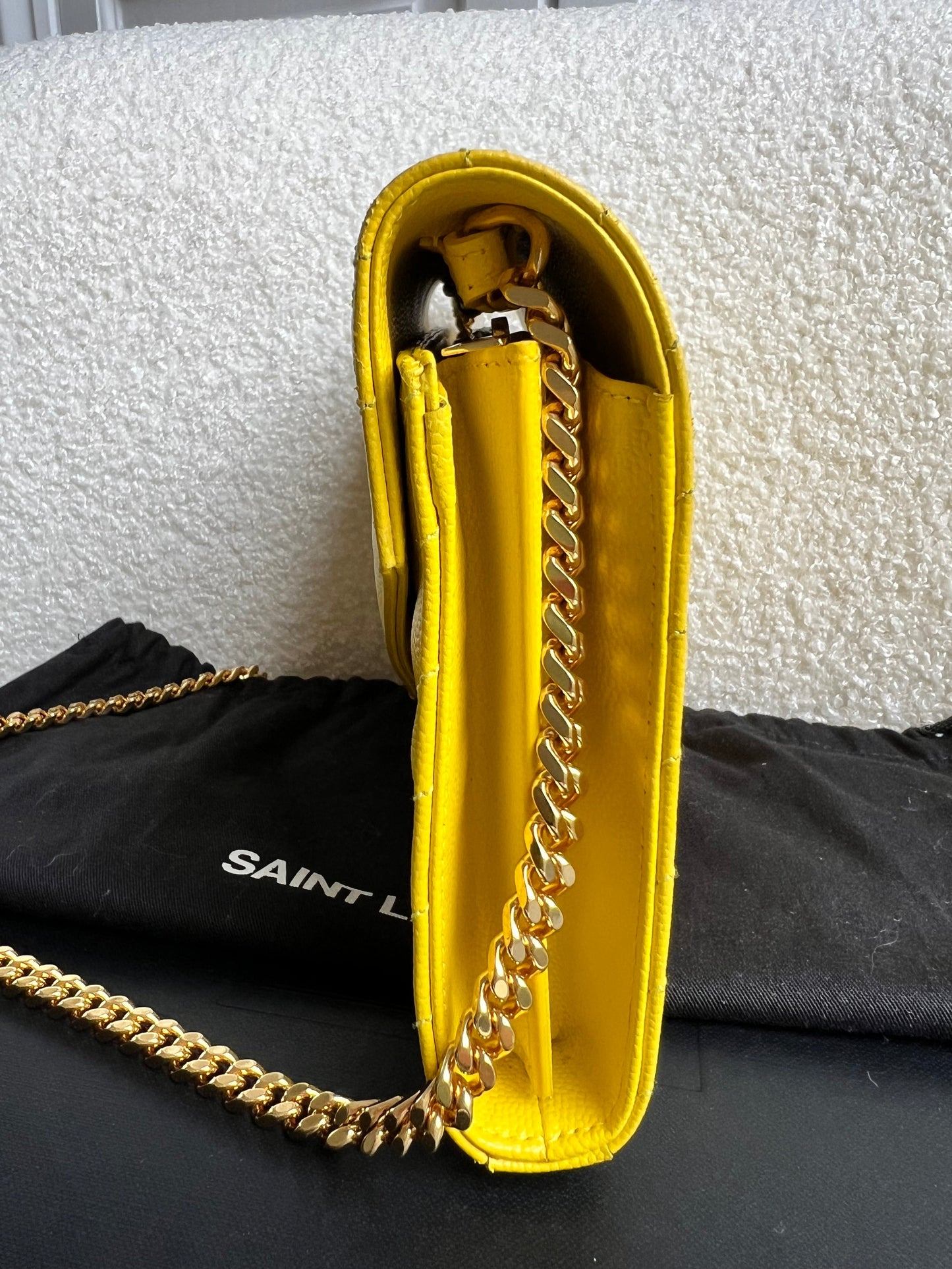 Yves Saint Laurent (YSL) Yellow Envelope Chain Wallet