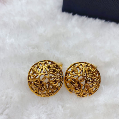 Chanel Perforated Logo Clip Earrings 1980's