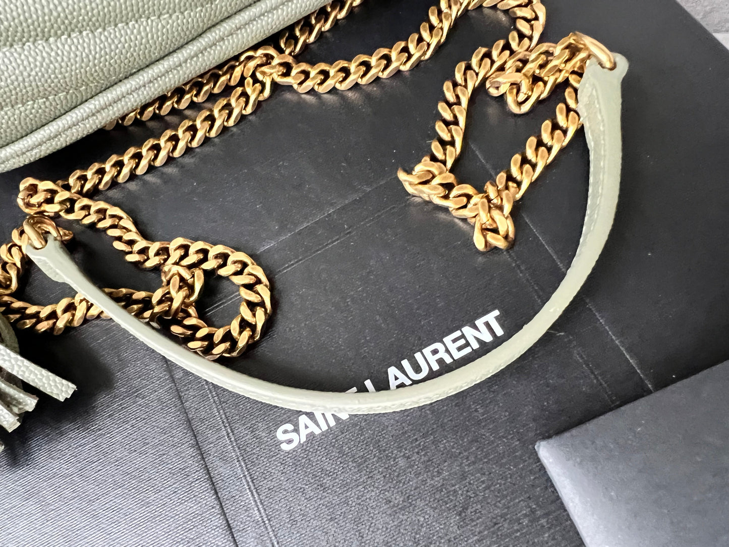 Yves Saint Laurent (YSL) Sage Green Mini Lou Camera Bag