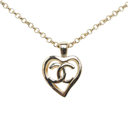 CHANEL CC Heart Pendant Necklace Costume Necklace