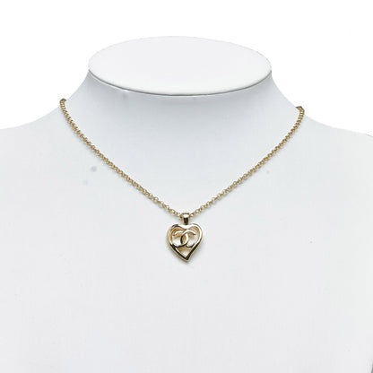 CHANEL CC Heart Pendant Necklace Costume Necklace