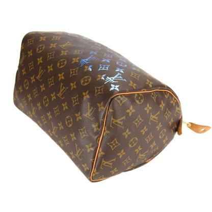 Upcycled Louis Vuitton Speedy 30 Monogram Canvas - Blue Specter