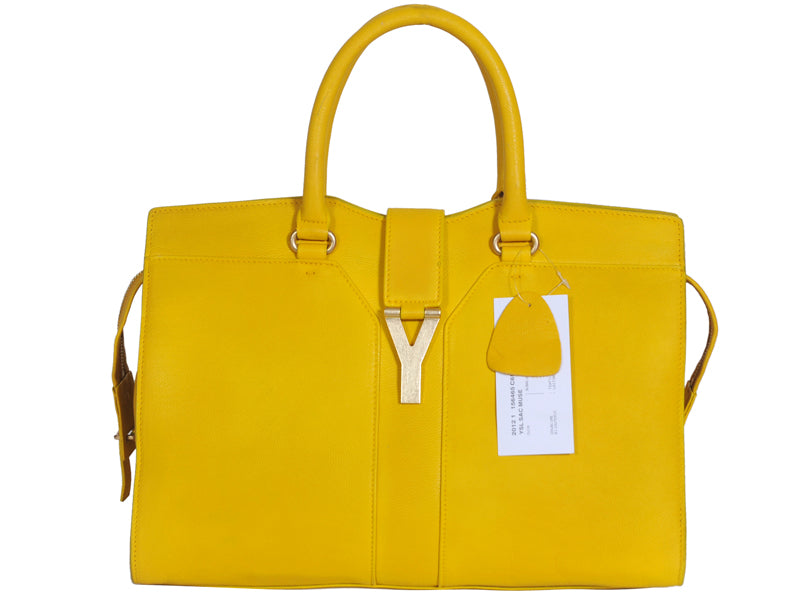 Yves Saint Laurent Cabas Chyc Large Leather Tote Yellow