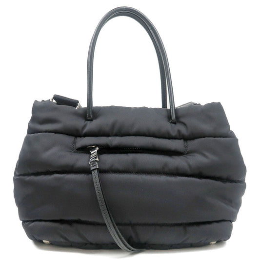 Prada Tessuto Bomber Leather 2WAY Hand Bag NERO Black BN2771