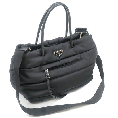 Prada Tessuto Bomber Leather 2WAY Hand Bag NERO Black BN2771