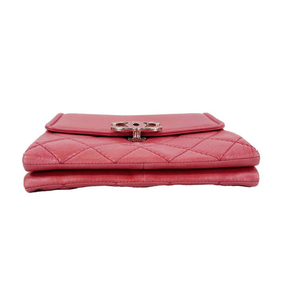 CHANEL - Mini Square Flap Quilted Lambskin Shoulder Crossbody - Pink / Silver