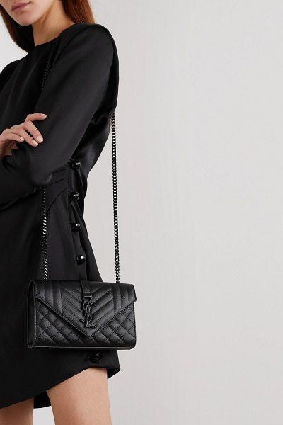 Yves Saint Laurent (YSL) Black on Black Small Envelope Bag