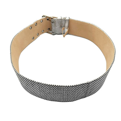 CHANEL - 08P Belt - Metallic Silver Diamond Perforated Logo Stamped - 80/32