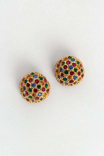 Boucles d'oreilles strassées Yves Saint Laurent