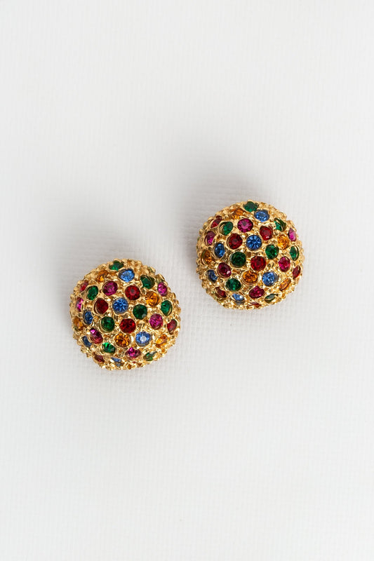 Boucles d'oreilles strassées Yves Saint Laurent