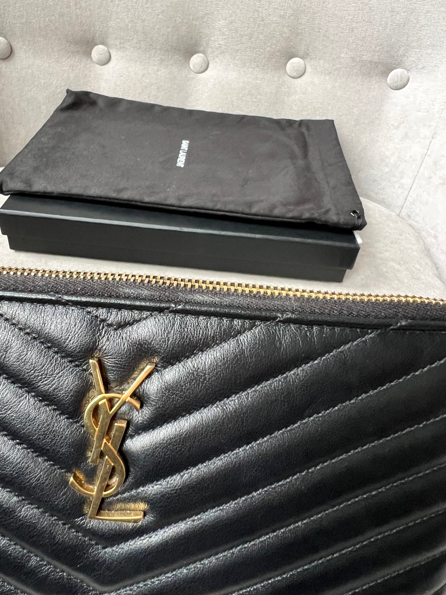 Yves Saint Laurent (YSL) Black Monogram Clutch Pouch