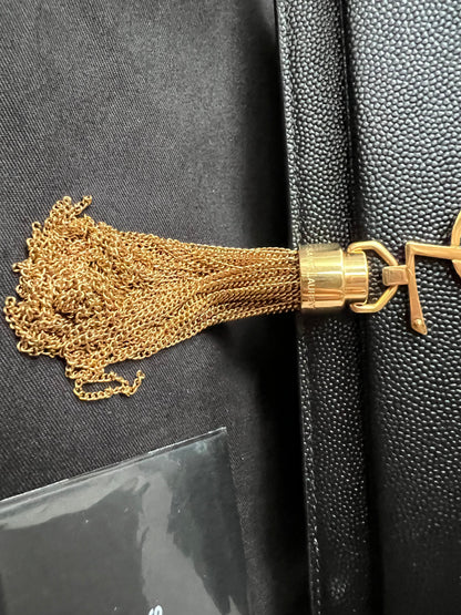 Yves Saint Laurent (YSL) Black Kate Chain Wallet Gold Hardware