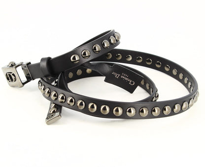 Diorpolytechnique Black Calfskin Studded Belt