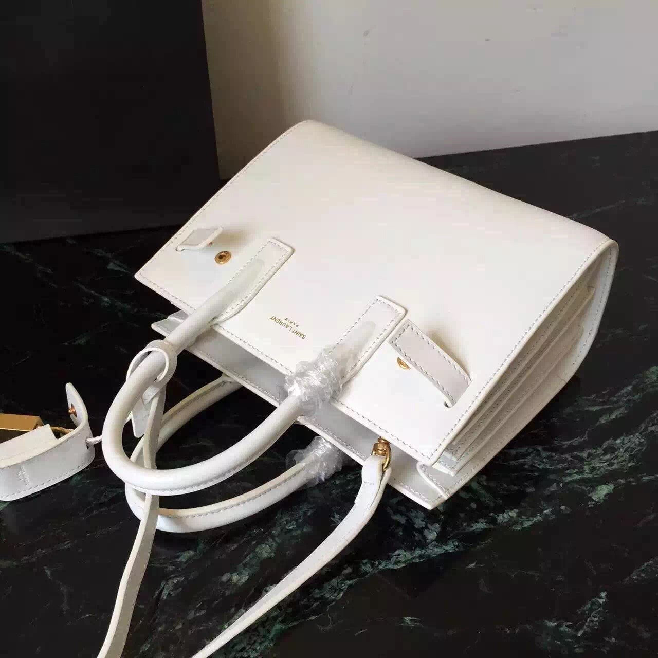 Yves Saint Laurent Nano Sac De Jour Bag In White Leather