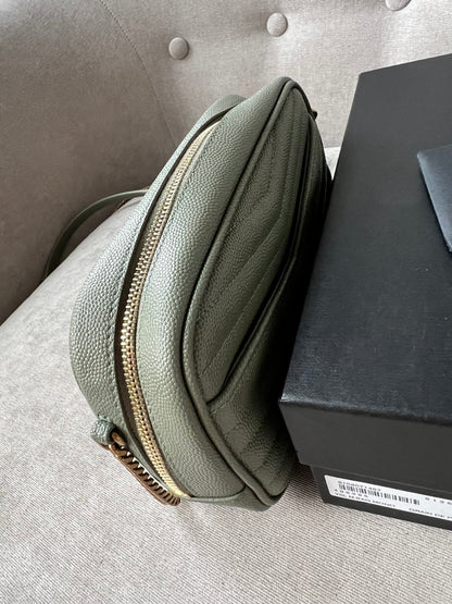 Yves Saint Laurent (YSL) Sage Green Mini Lou Camera Bag