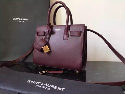 Yves Saint Laurent Nano Sac De Jour Bag In Burgundy Leather