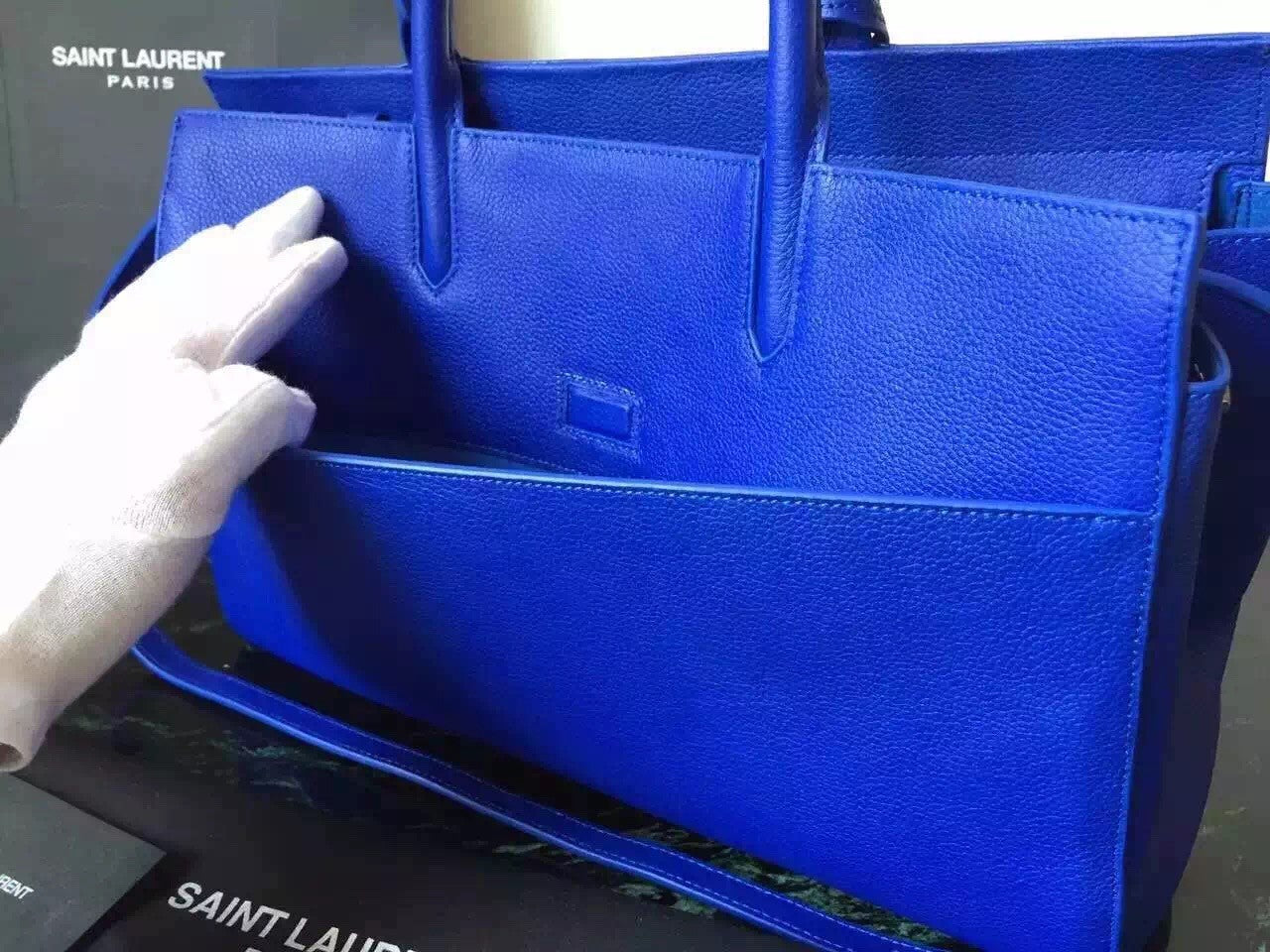 Yves Saint Laurent Medium Rive Gauche Bag In Blue Leather