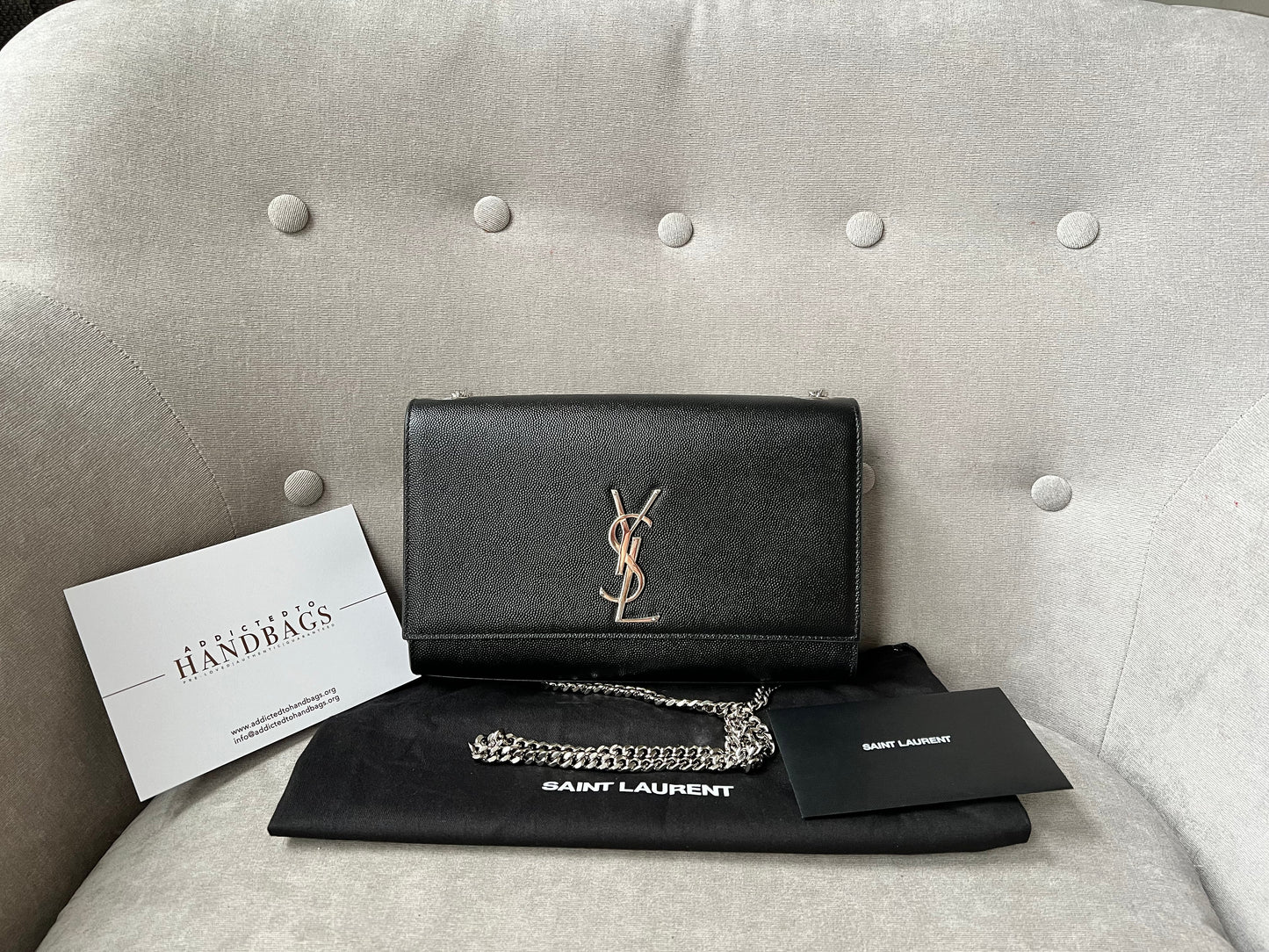 Yves Saint Laurent (YSL) Black Medium Kate with Silver Hardware