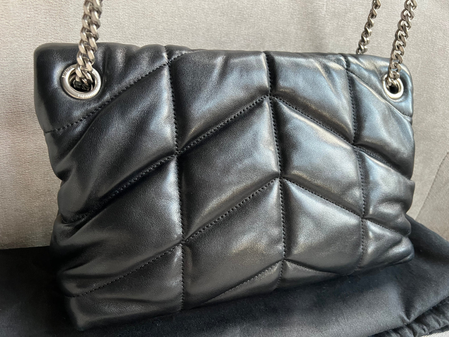 Yves Saint Laurent (YSL) Small Puffer in Black Quilted Lambskin