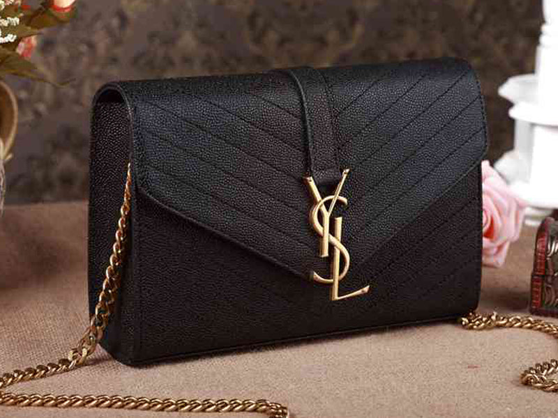 Yves Saint Laurent Small Monogramme Satchel Black Grain Textured Matelasse Leather