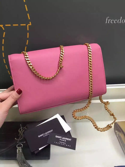 Yves Saint Laurent Medium Monogramme Tassel Bag In Pink Calfskin