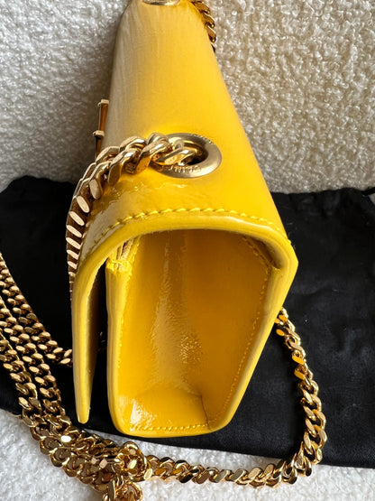 Yves Saint Laurent (YSL) Small Kate Yellow Patent with Gold Hardware