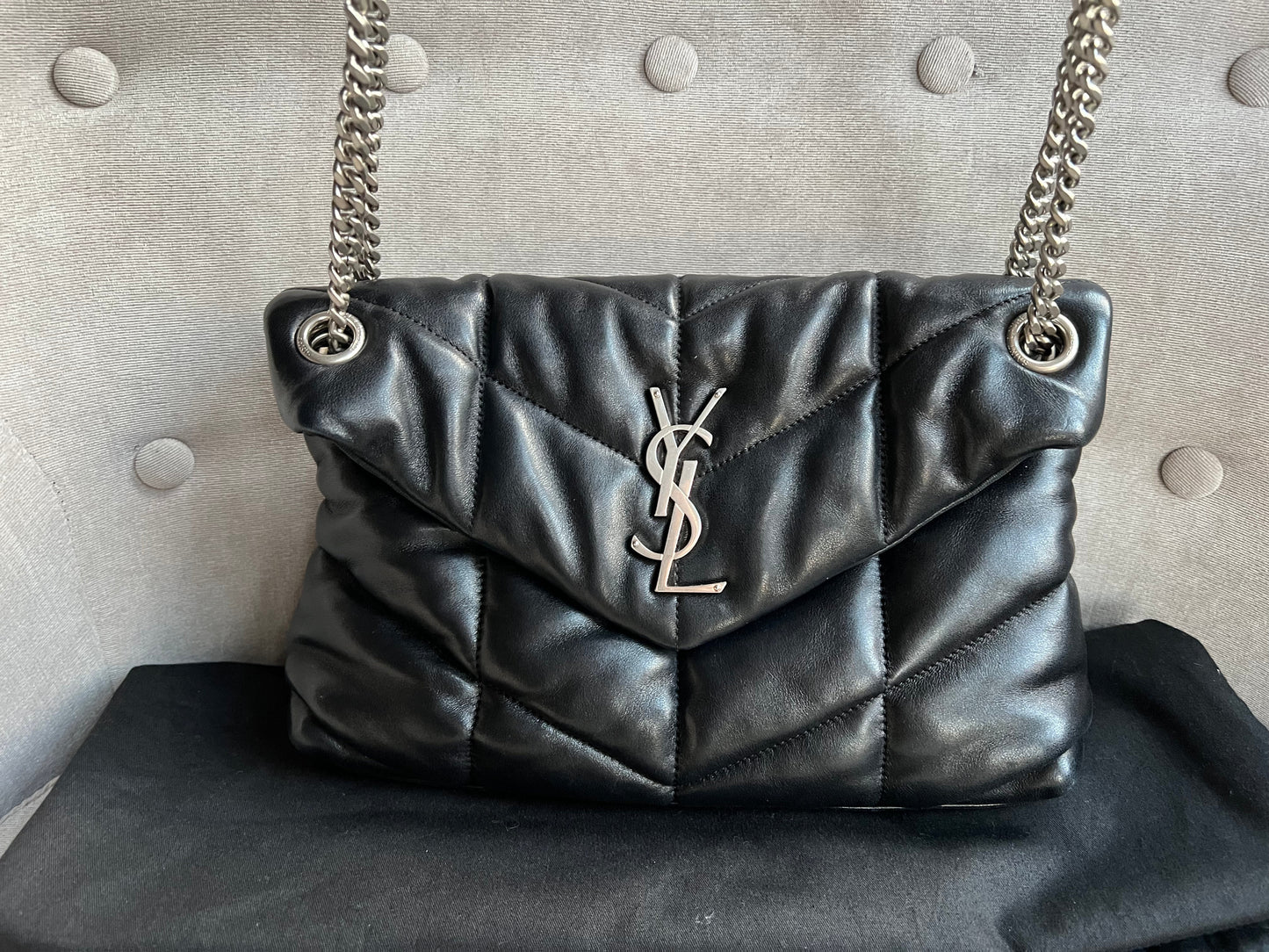 Yves Saint Laurent (YSL) Small Puffer in Black Quilted Lambskin